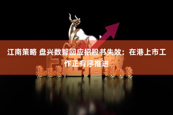 江南策略 盘兴数智回应招股书失效：在港上市工作正有序推进